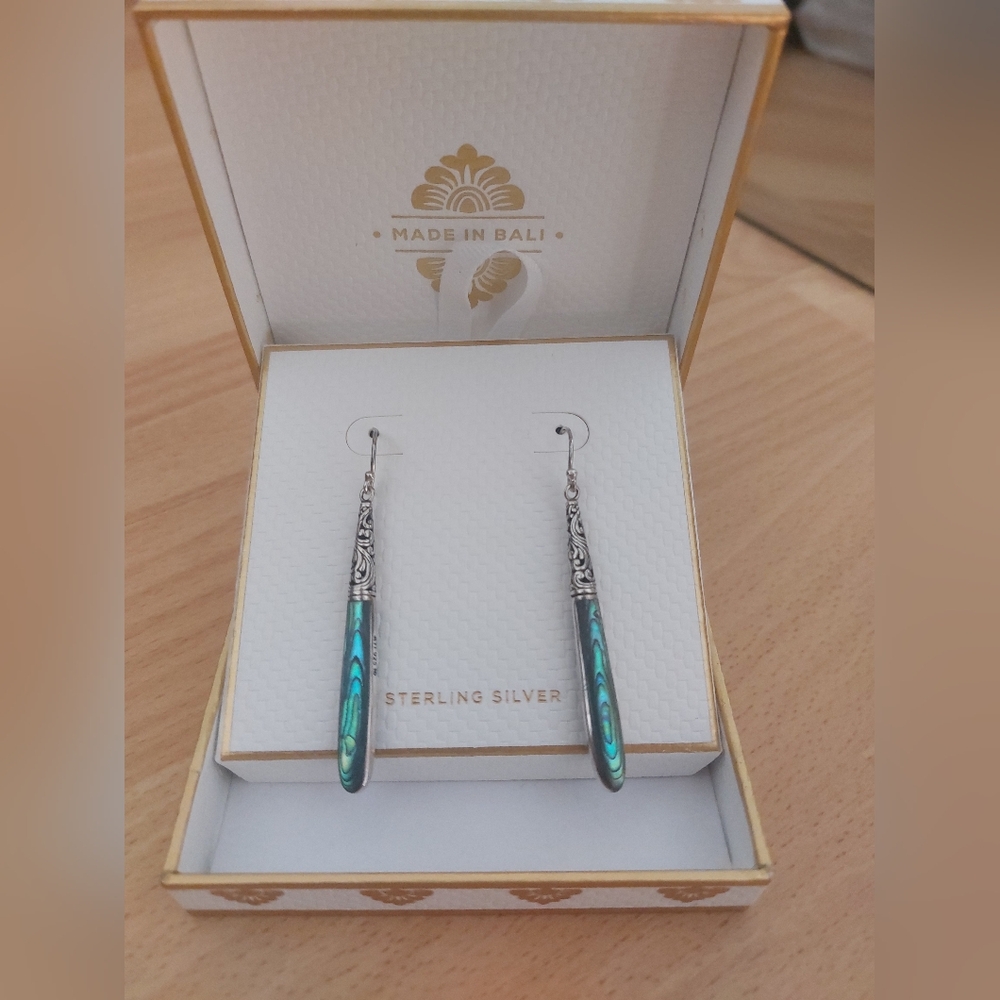 Sterling Silver Albalone Drop Earrings